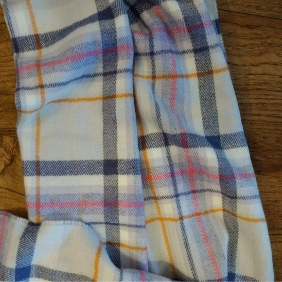 Gap Plaid Scarf, Oversize, White Gray Pink Orange, EUC - Picture 4 of 4